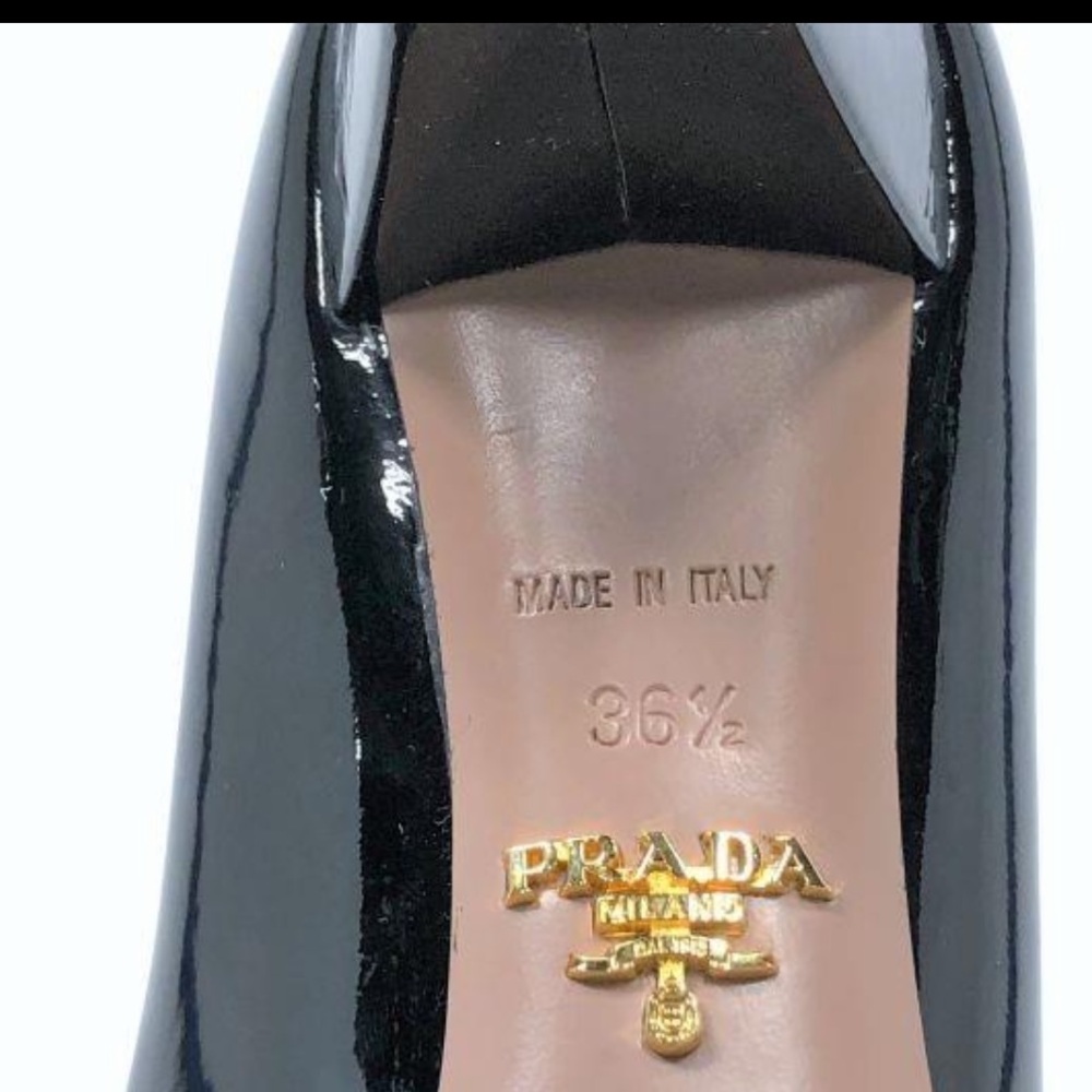 100% Authentic PRADA MILANO BLACK PATENT GENUINE LEATHER HEELS ! - Picture 5 of 10